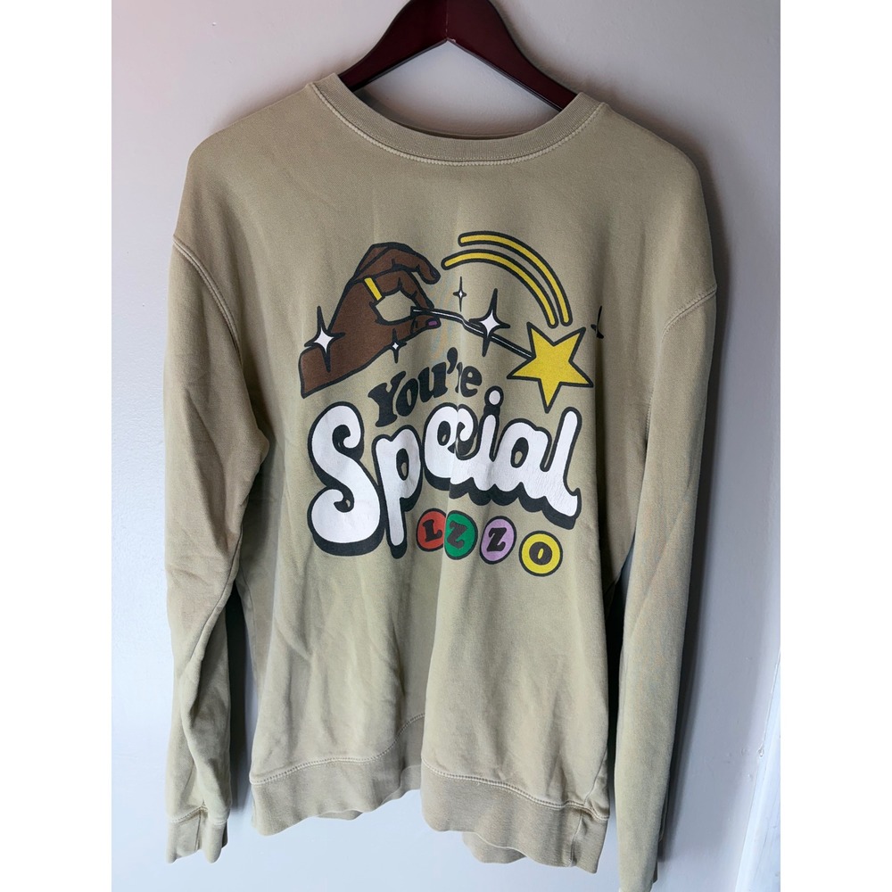 Lizzo Official Merch Youre Special Sasha Be Fluting Tan Crewneck Sweatshirt L